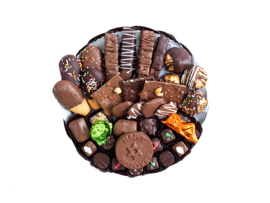 39pc - dip Lady Fingers, Biscotti, Macaroons, Matzah, choco, truffles, nut bark, Frog, Locust, & plq