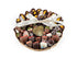 44Pc Pnappls, papyas, grpe skwrs, ornges, kiwi & strwberry dip - milk, white, & dark choco, Gold plq