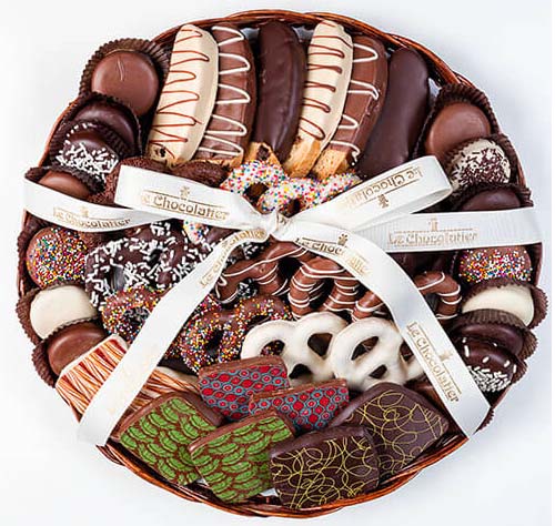 42 pc crunchy chocolate covered cookies, pretzels, & Oreos, dipped biscotti, & covered grahams