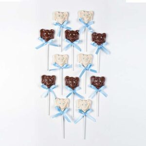 12 Sweet baby elephant pops. Order as is - 6 milk chocolate & 6 white chocolate - or your preference