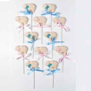 12 Chocolate Baby Sheep Pops. For Girl or Boy (pink or blue) AII white chocolate, or your preference