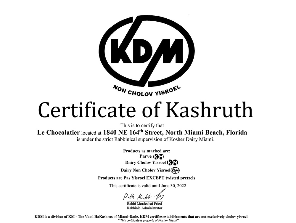 Certificate of Kashruth