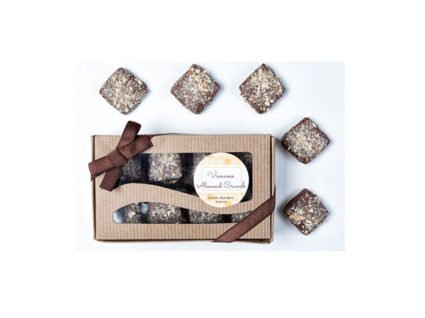 8 pc Viennese Almond Crunch Rich & crunchy dipped in milk chocolate & sprinkled with crushed almonds